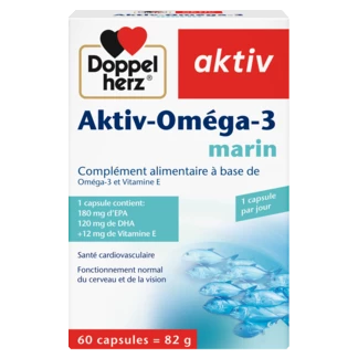 Illustration of the product packaging Doppelherz aktiv Aktiv-Oméga-3 front view